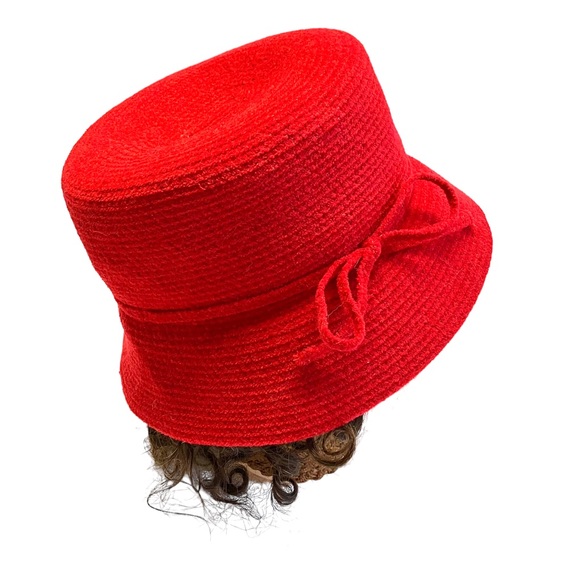 August Red Hat Cloche Millinery Womens Bucket Hat - Picture 2 of 6